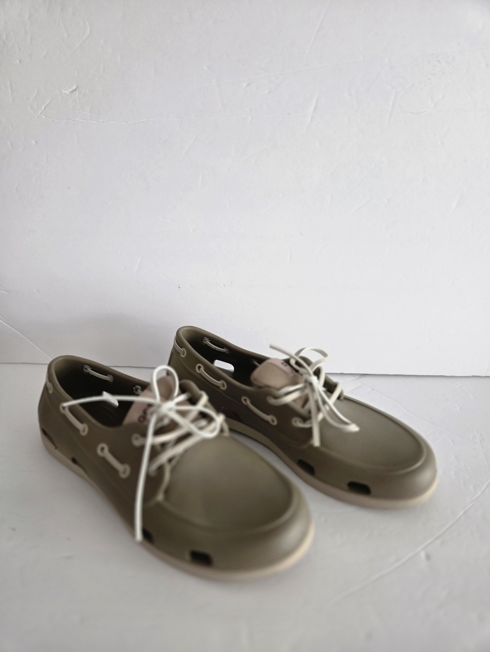 NWOT CROCS Khaki Rubber Boat Shoe Slip-On Sz.7 Mens